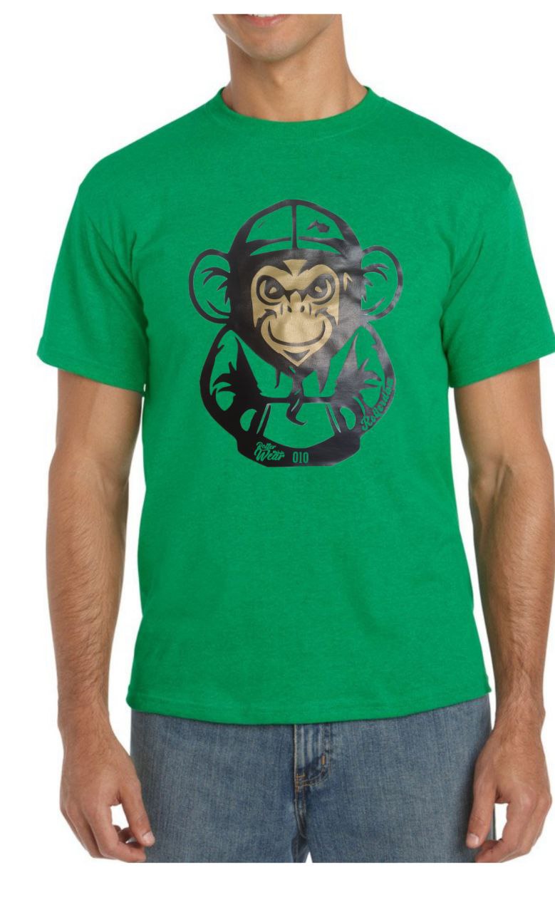 Monkey 010 print op T-shirt in 4 keuren