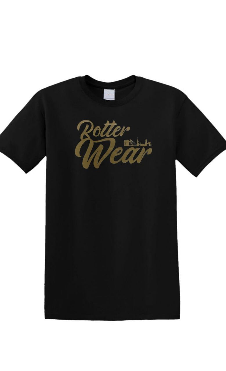 Logo T-shirt Rotterwear donker goud