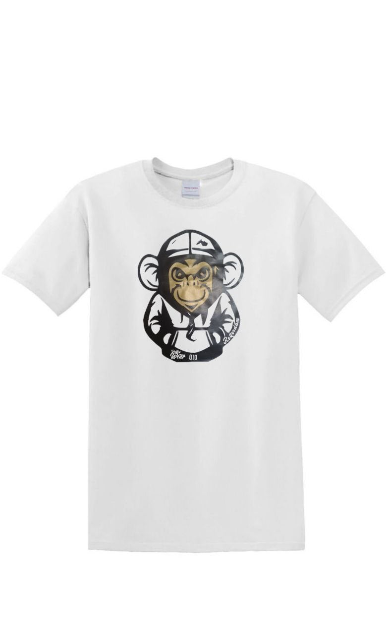 Monkey 010 print op T-shirt in 4 keuren